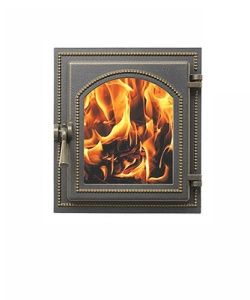 Дверца чугунная ВЕЗУВИЙ 220 крашеная со стеклом БРОНЗА (посадочный размер 290 х 325 мм)