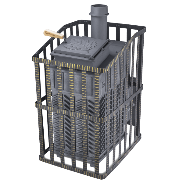 Печь-каменка чугунная GFS-ЗК УРАГАН 25С в сетке усиленная каменка (25 м.куб)