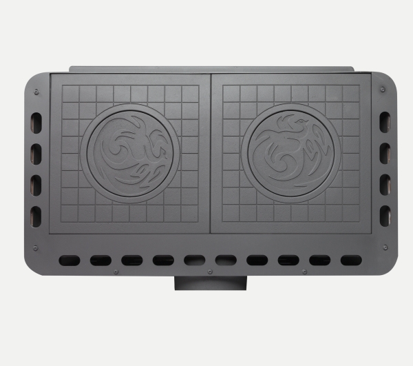 Печь-камин БАВАРИЯ ЭКО с чугунной плитой с двумя конфорками (PK 168М)