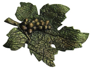 Тарель ХДИ-6.001  ЛИСТ ВИНОГРАДА патина (ГР: 180 х 140 х 40 мм) ЛИТКОМ