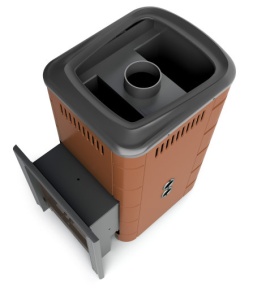 Печь для бани УРЕНГОЙ 2018 с ТО, INOX, терракота, вид топлива: ГАЗ, большой свето-прозрачный экран