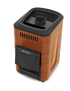 Печь-каменка КОМПАКТ 2017 терракота с укороченным топливным каналом  INOX