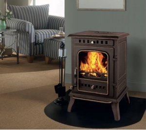 Печь-камин ERIK чугунная патина медь d = 140 мм (10 кВт)