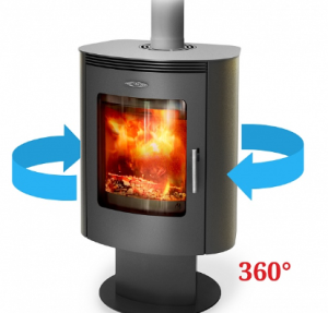 Печь-камин ВИЗИЕРА поворотная на 360°  черная бронза