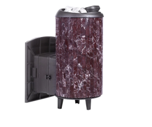 Печь-каменка чугунная АТМОСФЕРА XL дверца со стеклом в ламелях РОССО ЛЕВАНТО наборный (18-26 м.куб)