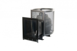 Печь-каменка  чугунная СИБИРЬ 22  ПРО СЕТКА  высечка дверца ПАНОРАМА (10 - 22 м.куб)