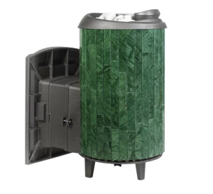 Печь-каменка чугунная АТМОСФЕРА L дверца со стеклом в ламелях ВЕРДЕ ГВАТЕМАЛА наборный (12-20 м.куб)