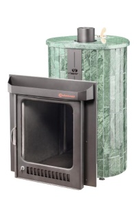 Печь-каменка МАКСИ ПФ дверца со стеклом в ламелях ВЕРДЕ ГВАТЕМАЛА ЦЕЛЬНЫЙ (38 м.куб)