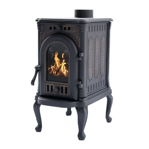 Печь-камин СИБИРЬ   6 чугунная с чугунной дверцей со стеклом