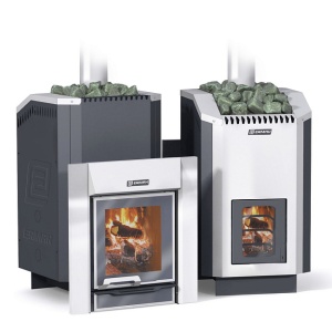 Печь-каменка чугунная ЕРМАК ЛЮКС 36 дверца ПАНОРАМА (26 - 40 м.куб)