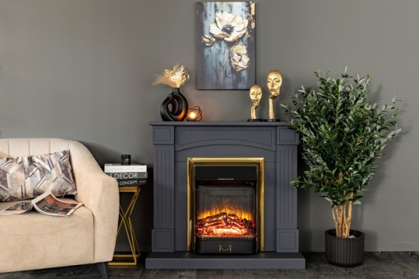 Портал Boston серый графит для классических электроочагов Fobos FXM Black (RoyalFlame)