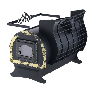 Печь-каменка СВЯТОГОР ПРЕМИУМ 3 в 1 чугунная дверца со стеклом (14 - 18 м.куб)  бак слева