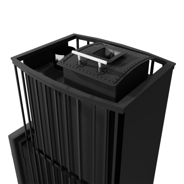 Печь-каменка чугунная СУДАРУШКА РУСА-СЕМЕЙНАЯ нерж. тоннель и чугунная дверца ПАНОРА (10 - 18 м.куб)