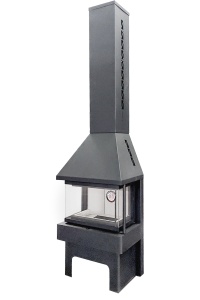 Печь-камин ПАНОРАМА ТРИ СТЕКЛА  графит (KTS 200)